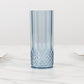 6 Pack 14oz Dusty Blue Crystal Cut Reusable Plastic Cocktail Tumbler Cups, Shatterproof Tall Highball Drink Glasses