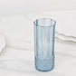 6 Pack 14oz Dusty Blue Crystal Cut Reusable Plastic Cocktail Tumbler Cups, Shatterproof Tall Highball Drink Glasses