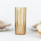 6 Pack | 14oz Amber Gold Crystal Cut Reusable Plastic Cocktail Tumbler Cups, Shatterproof Tall Highball Drink Glasses