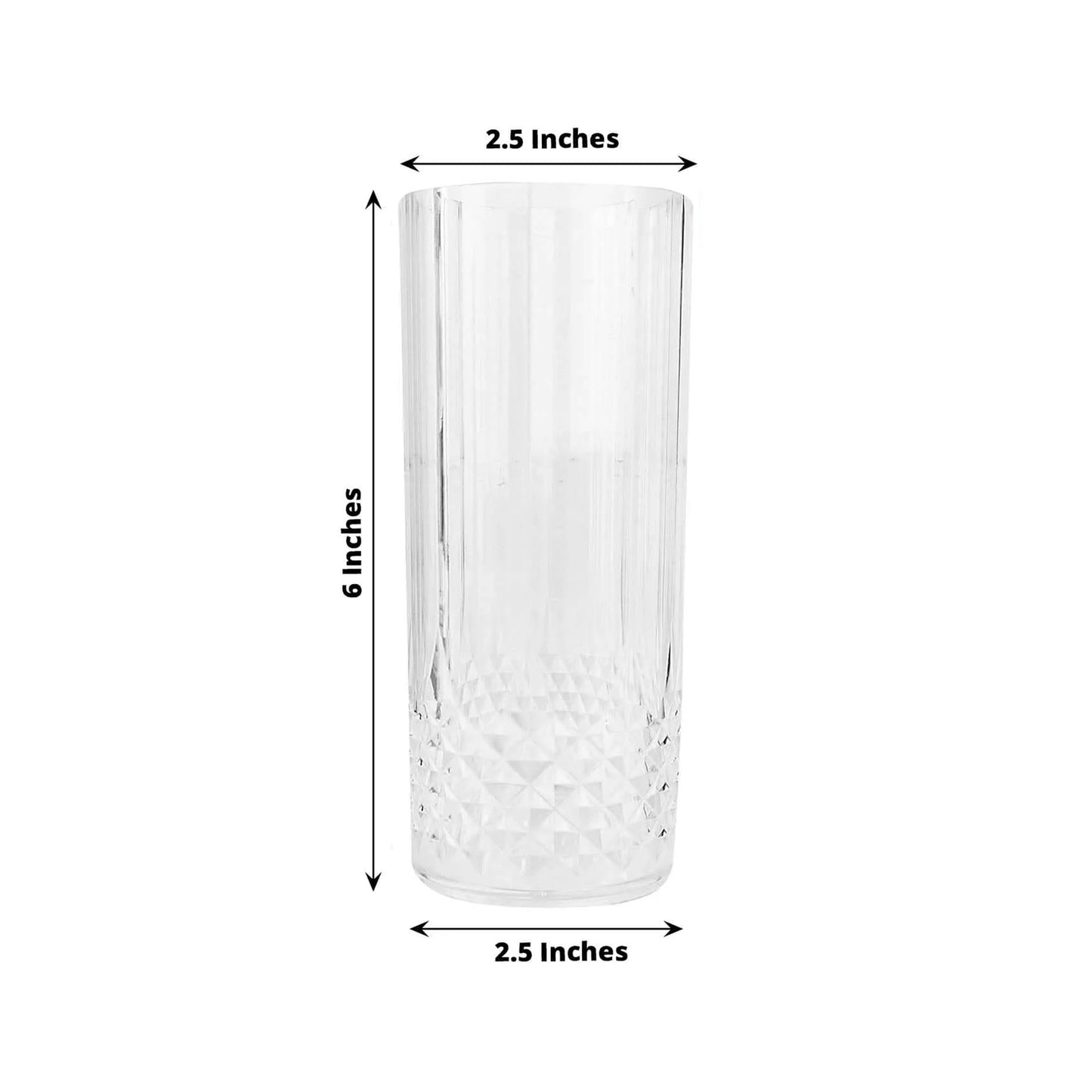 14oz Crystal Cut Design Disposable Plastic Cocktail Tumblers Pack of 6 
