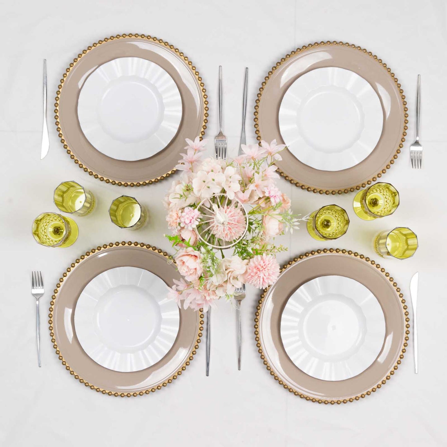 6 Pack 14oz Green Crystal Cut Reusable Plastic Cocktail Tumbler Cups, Shatterproof Tall Highball Drink Glasses