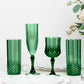 6 Pack 14oz Hunter Emerald Green Crystal Cut Reusable Plastic Cocktail Tumbler Cups, Shatterproof Tall Highball Drink Glasses