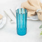6 Pack 14oz Ocean Blue Crystal Cut Reusable Plastic Cocktail Tumbler Cups, Shatterproof Tall Highball Drink Glasses