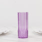 6 Pack 14oz Purple Crystal Cut Reusable Plastic Cocktail Tumbler Cups, Shatterproof Tall Highball Drink Glasses