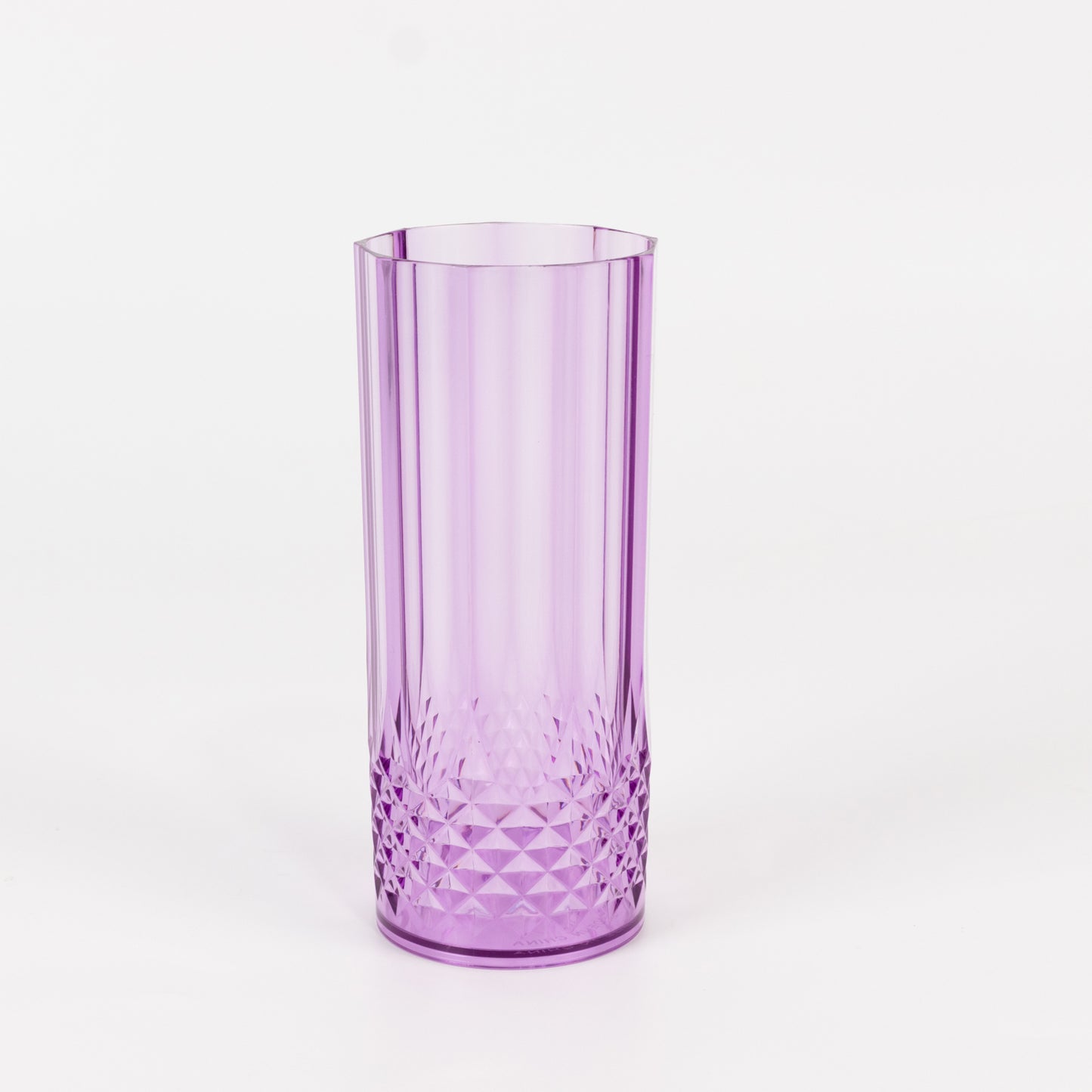 6 Pack 14oz Purple Crystal Cut Reusable Plastic Cocktail Tumbler Cups, Shatterproof Tall Highball Drink Glasses