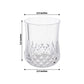 Clear crystal cut plastic stemless wine glass, shatterproof and reusable.