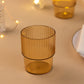 12 Pack Amber Gold Stackable Ribbed Reusable Plastic Tumblers, 7oz Shatterproof Short Drinking Glasses