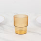 12 Pack Amber Gold Stackable Ribbed Reusable Plastic Tumblers, 7oz Shatterproof Short Drinking Glasses
