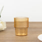 12 Pack Amber Gold Stackable Ribbed Reusable Plastic Tumblers, 7oz Shatterproof Short Drinking Glasses