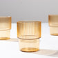 12 Pack Amber Gold Stackable Ribbed Reusable Plastic Tumblers, 7oz Shatterproof Short Drinking Glasses