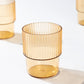 12 Pack Amber Gold Stackable Ribbed Reusable Plastic Tumblers, 7oz Shatterproof Short Drinking Glasses