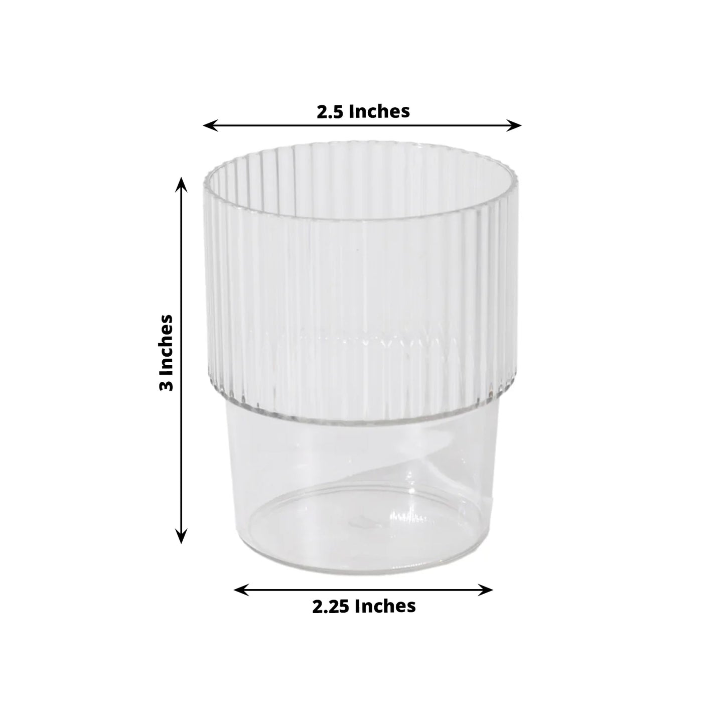 12 Pack Clear Stackable Ribbed Reusable Plastic Tumblers, 7oz Shatterproof Short Drinking Glasses