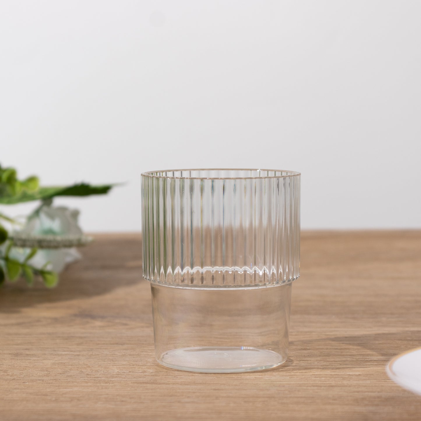 12 Pack Clear Stackable Ribbed Reusable Plastic Tumblers, 7oz Shatterproof Short Drinking Glasses