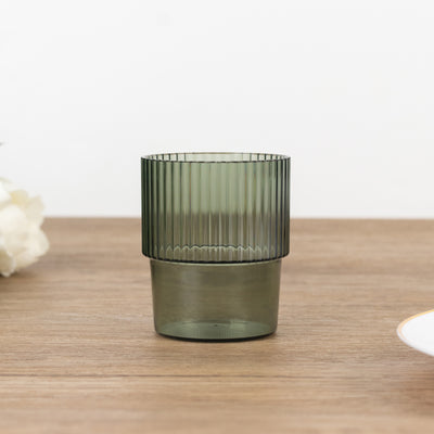Elegant Hunter Emerald Green Stackable Ribbed Tumblers