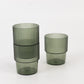 12 Pack Hunter Emerald Green Stackable Ribbed Reusable Plastic Tumblers, 7oz Shatterproof Short Drinking Glasses