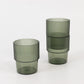 12 Pack Hunter Emerald Green Stackable Ribbed Reusable Plastic Tumblers, 7oz Shatterproof Short Drinking Glasses