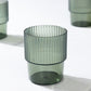 12 Pack Hunter Emerald Green Stackable Ribbed Reusable Plastic Tumblers, 7oz Shatterproof Short Drinking Glasses