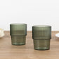 12 Pack Hunter Emerald Green Stackable Ribbed Reusable Plastic Tumblers, 7oz Shatterproof Short Drinking Glasses