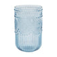 12 Pack 16oz Plastic Tumblers - Dusty Blue Vintage Highball Glasses, Reusable Shatterproof with Embo