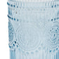 12 Pack 16oz Plastic Tumblers - Dusty Blue Vintage Highball Glasses, Reusable Shatterproof with Embo