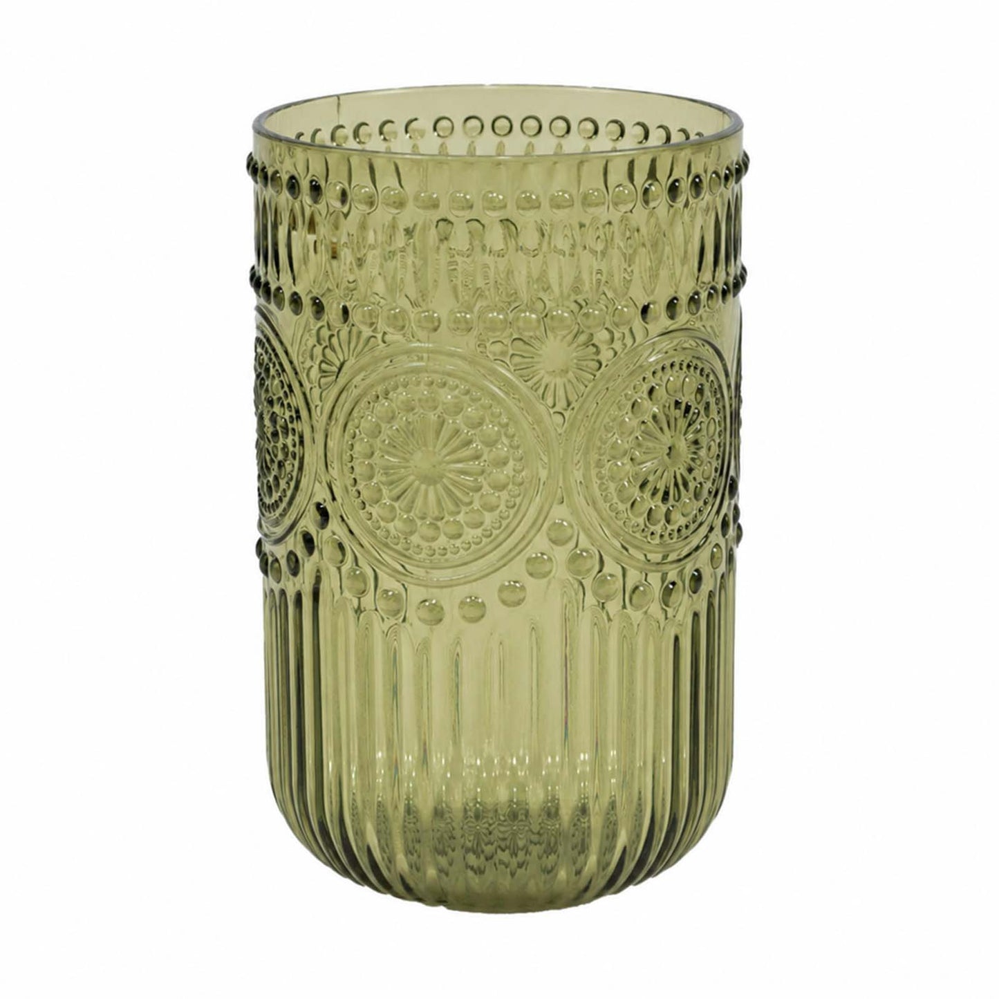 12 Pack 16oz Plastic Tumblers - Dusty Sage Green Vintage Highball Glasses, Reusable Shatterproof wit