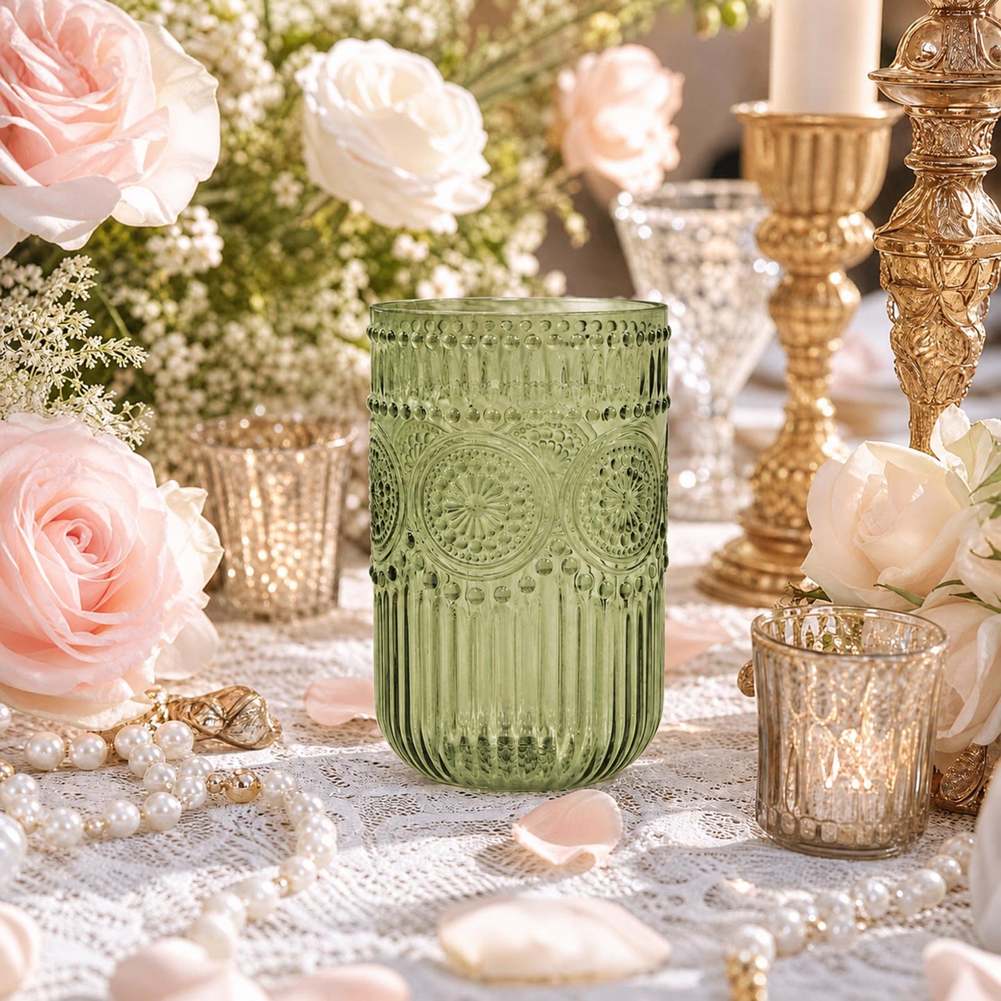 12 Pack 16oz Plastic Tumblers - Dusty Sage Green Vintage Highball Glasses, Reusable Shatterproof wit