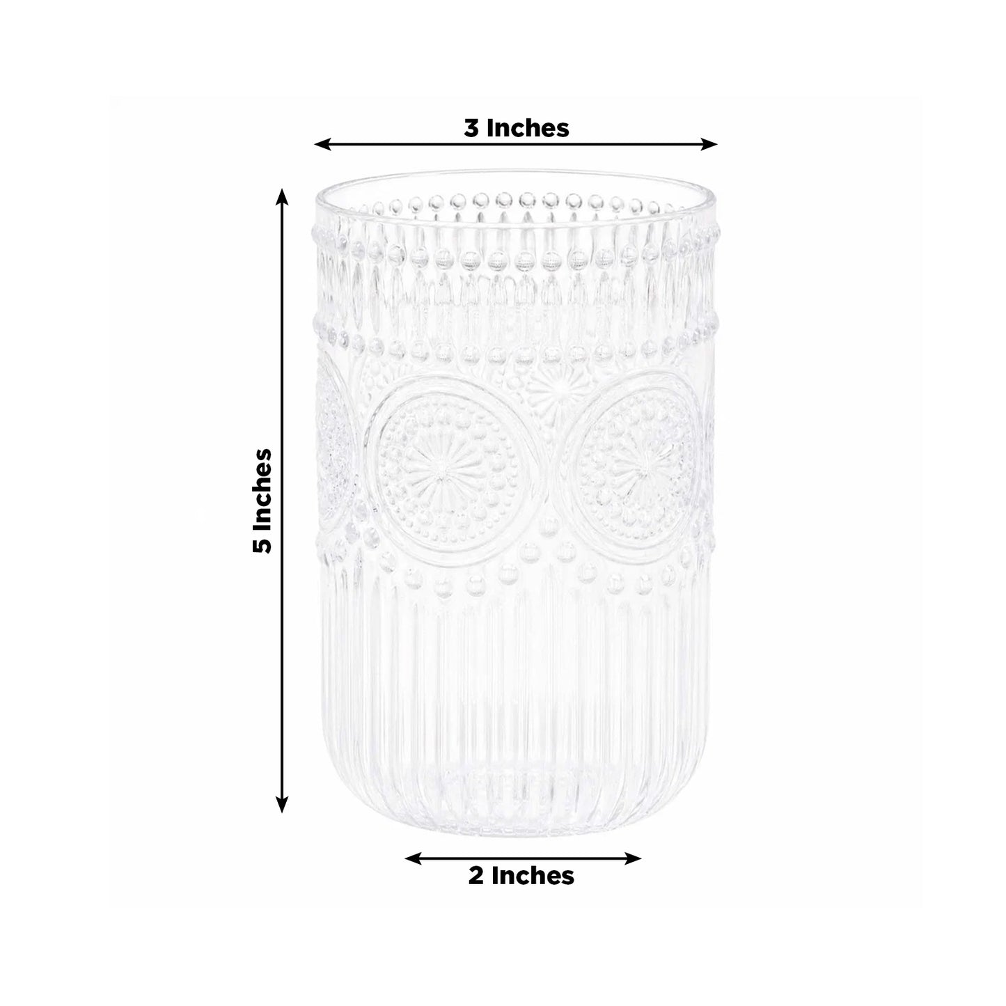 12 Pack 16oz Plastic Tumblers - Clear Vintage Highball Glasses, Reusable Shatterproof with Embossed 