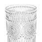 12 Pack 16oz Plastic Tumblers - Clear Vintage Highball Glasses, Reusable Shatterproof with Embossed 