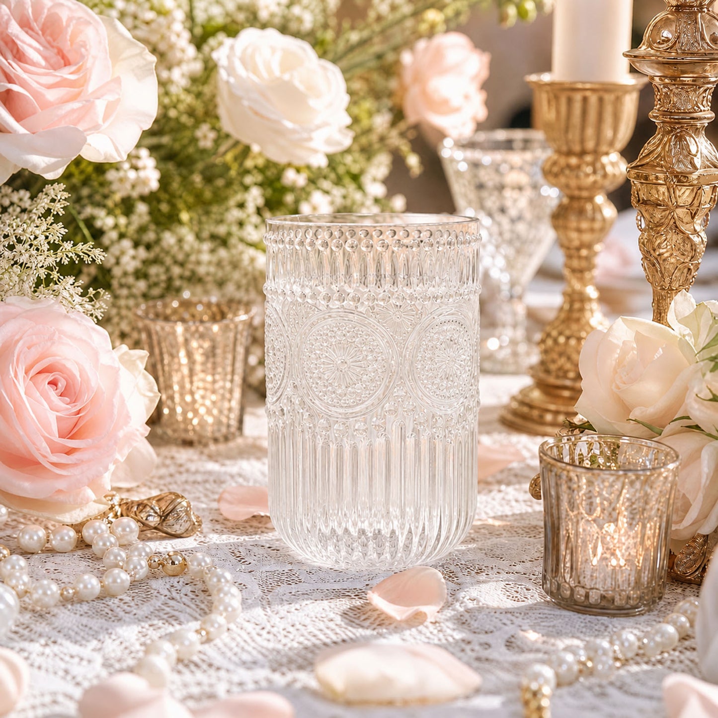 12 Pack 16oz Plastic Tumblers - Clear Vintage Highball Glasses, Reusable Shatterproof with Embossed 