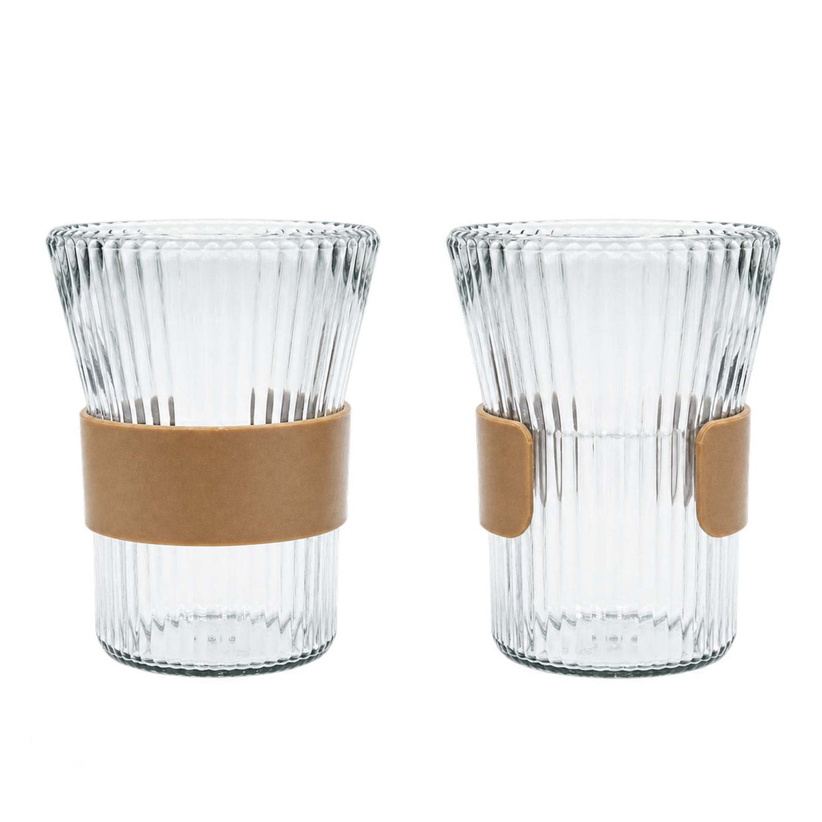 24 Pack Clear Plastic Tumbler Cups, 12oz Ribbed Design with Grip Sleeve - Reusable Party Drinking Cu