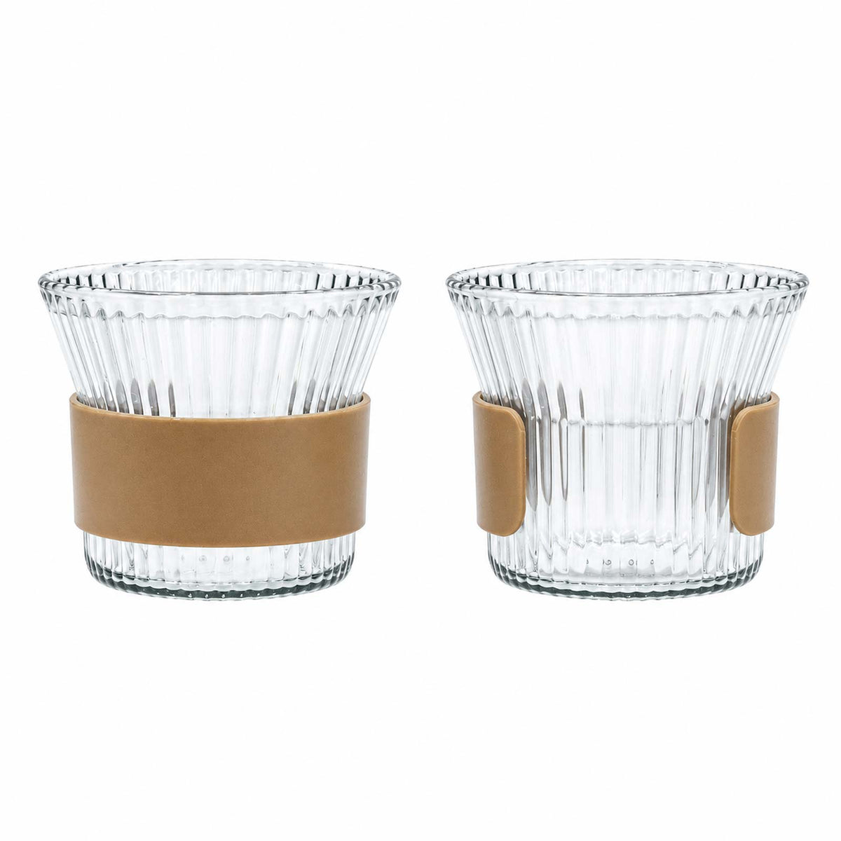 24 Pack Clear Plastic Tumbler Cups, 8oz Ribbed Design with Grip Sleeve - Reusable Party Drinking Cup