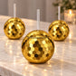 12 Pack Gold Disco Ball Cups with Lid and Straw 20oz – Reusable Plastic Cocktail Tumblers, 70s Retro