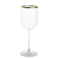 12-Pack 12oz Clear Plastic Wine Goblets with Gold Rim, Premium Disposable Long Stem Glassware - 9"