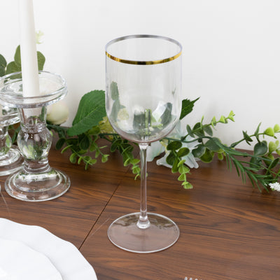 Sophisticated Clear Wine Glasses with Gold Rim