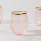 12 Pack Transparent Blush Plastic Stemless Wine Glasses with Gold Rim, 12oz Reusable Wine Tumblers