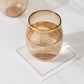 12-Pack Plastic Wine Tumblers Transparent Amber with Gold Rim - Reusable Drinkware 12oz