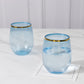 12-Pack Plastic Wine Tumblers Transparent Dusty Blue with Gold Rim - Reusable Drinkware 12oz