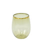 12-Pack Plastic Wine Tumblers Transparent Dusty Sage Green with Gold Rim - Reusable Drinkware 12oz
