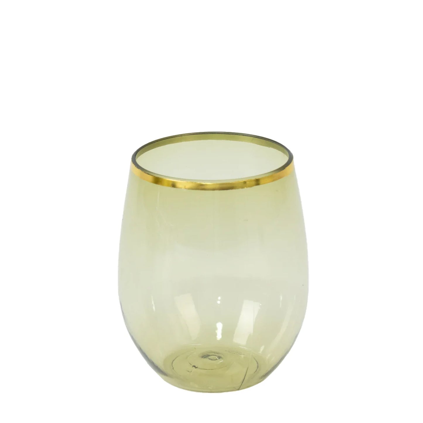 12-Pack Plastic Wine Tumblers Transparent Dusty Sage Green with Gold Rim - Reusable Drinkware 12oz