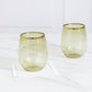 12-Pack Plastic Wine Tumblers Transparent Dusty Sage Green with Gold Rim - Reusable Drinkware 12oz