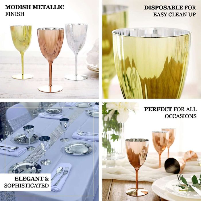 Silver disposable wine glasses, elegant and perfect for any occasion.