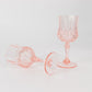 Transparent blush crystal cut cocktail goblets, shatterproof wine glasses.