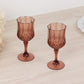 Dusty rose crystal cut reusable plastic cocktail goblets, shatterproof wine glasses.