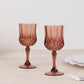Dusty rose shatterproof cocktail goblets, 6 pack, crystal cut design.