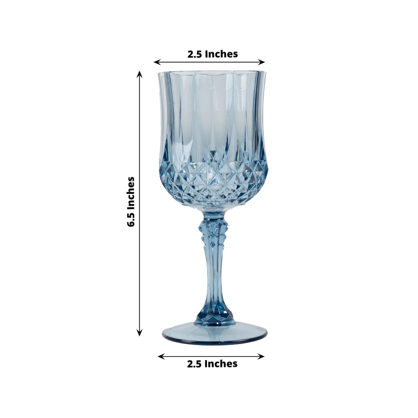 Dusty blue crystal cut reusable plastic cocktail goblet