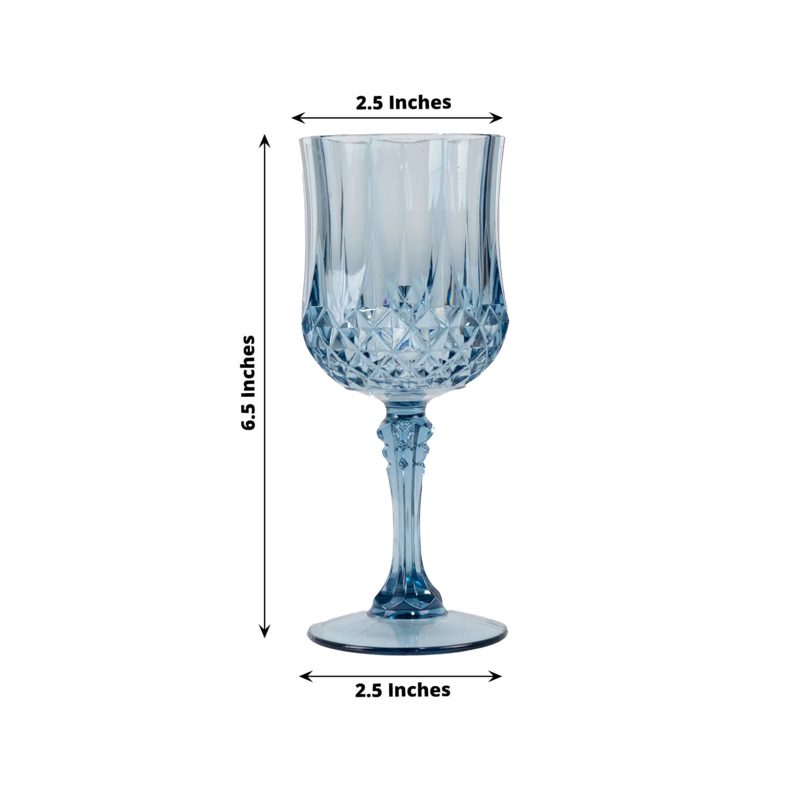 Dusty blue crystal cut reusable plastic cocktail goblet