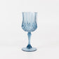 Dusty blue crystal cut reusable plastic cocktail goblet