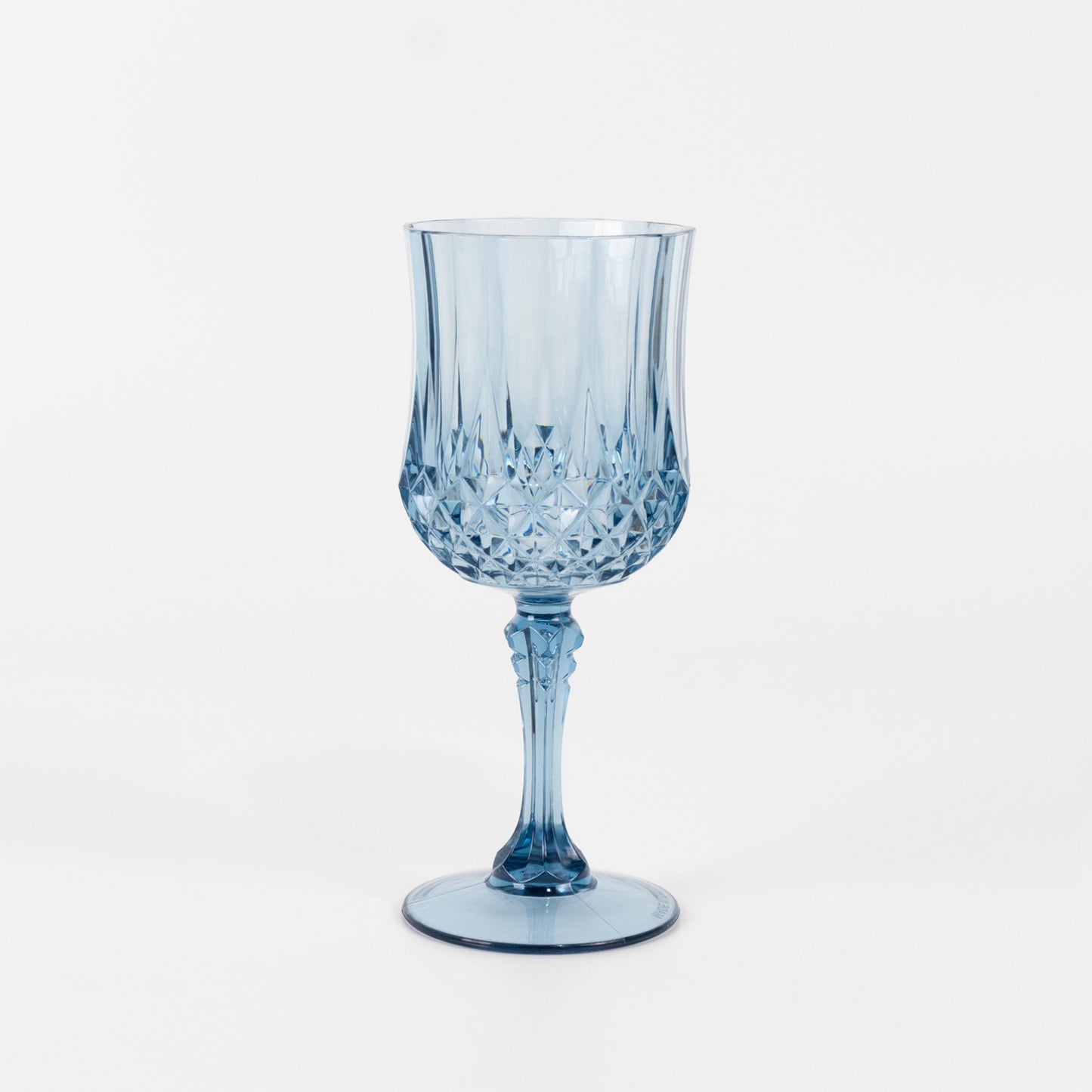 Dusty blue crystal cut reusable plastic cocktail goblet