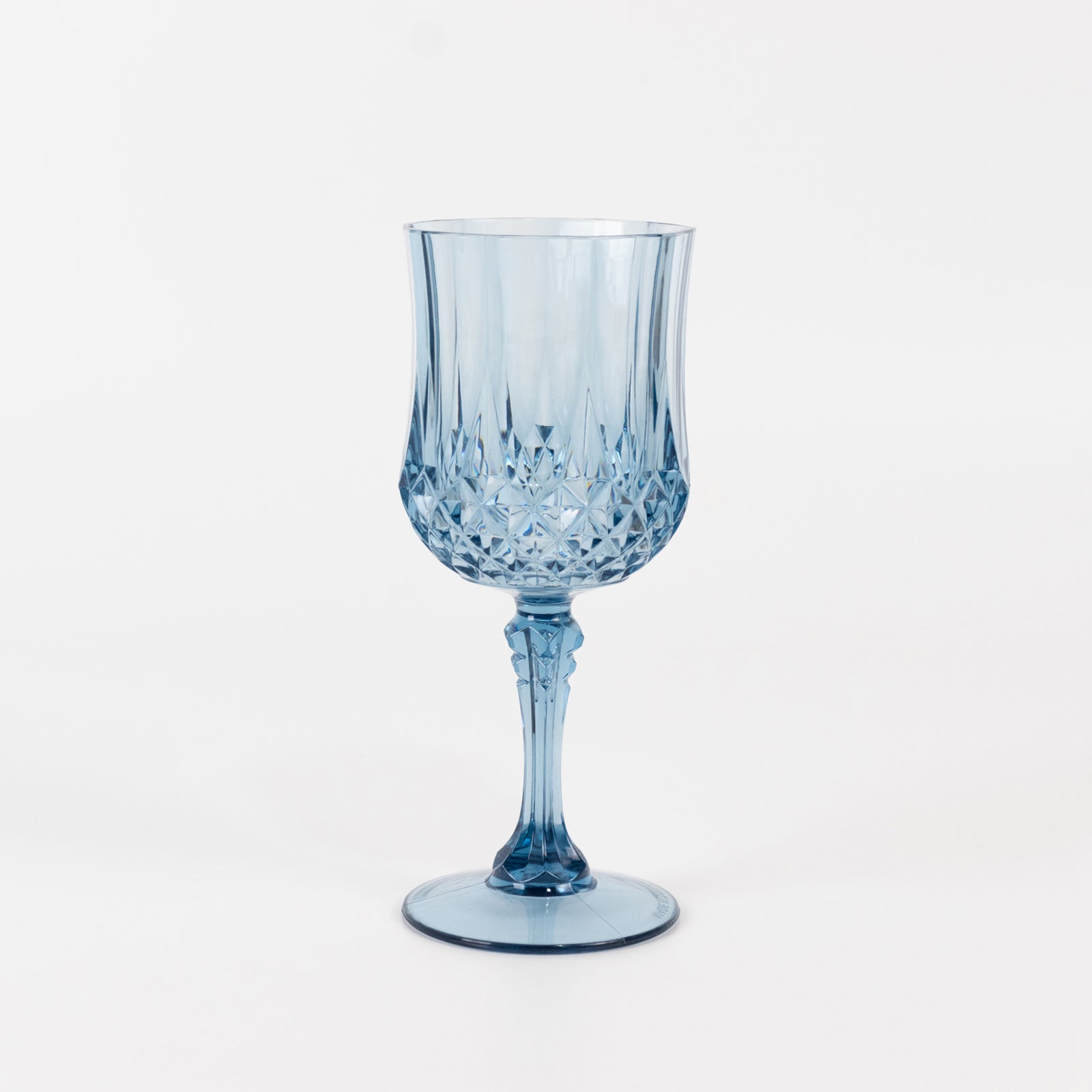 Dusty blue crystal cut reusable plastic cocktail goblet