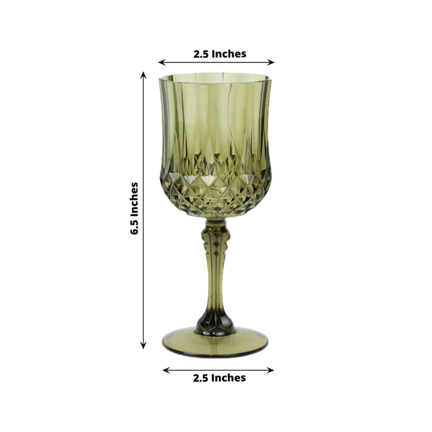 Dusty sage green crystal cut shatterproof cocktail goblet, 8oz.